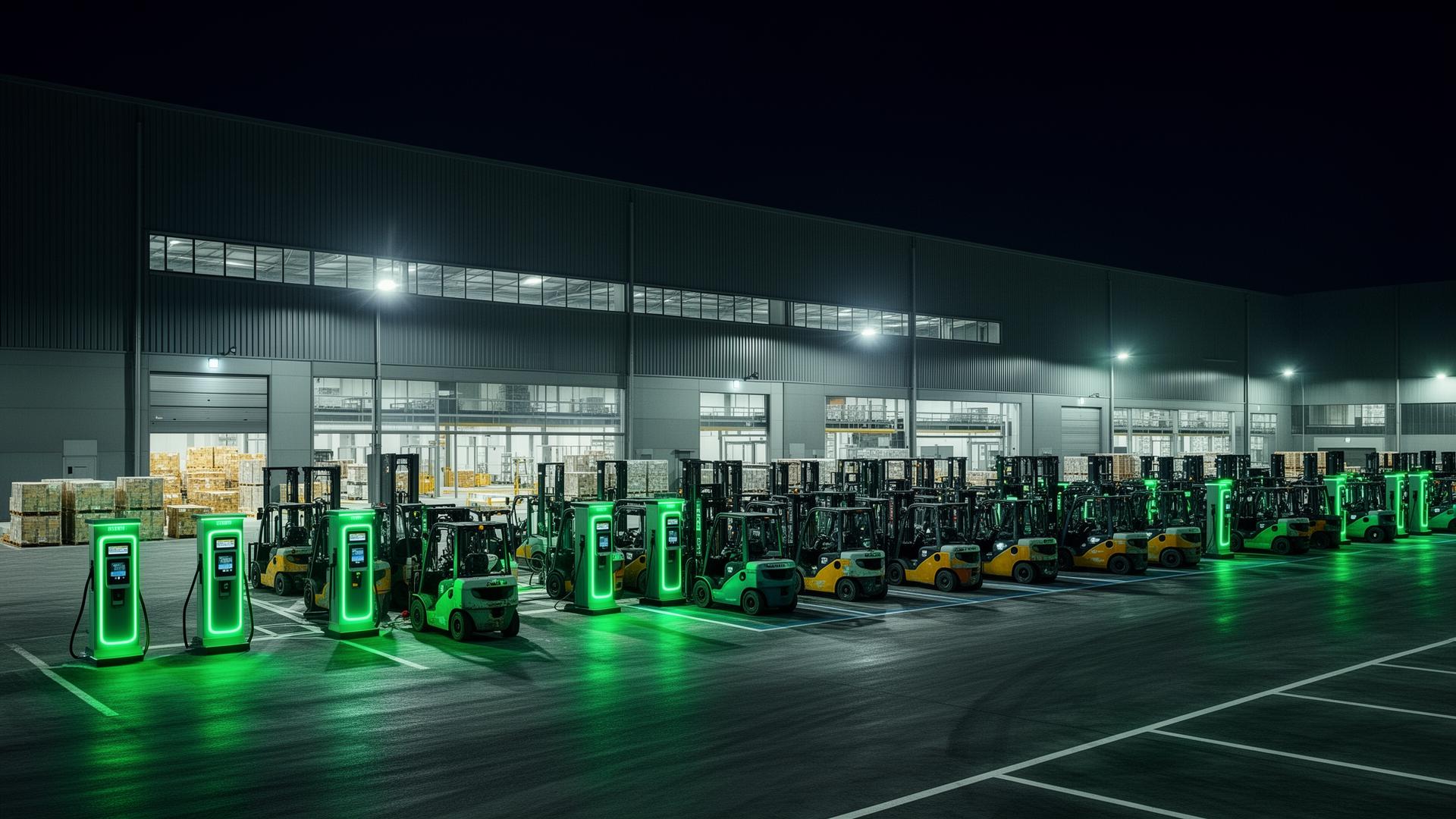 Fleet depot with electric vehicles charging